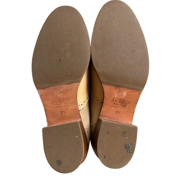 J CREW BEIGE LEATHER OXFORDS SIZE 6.5 MADE IN ITALY - Picture 5 of 5